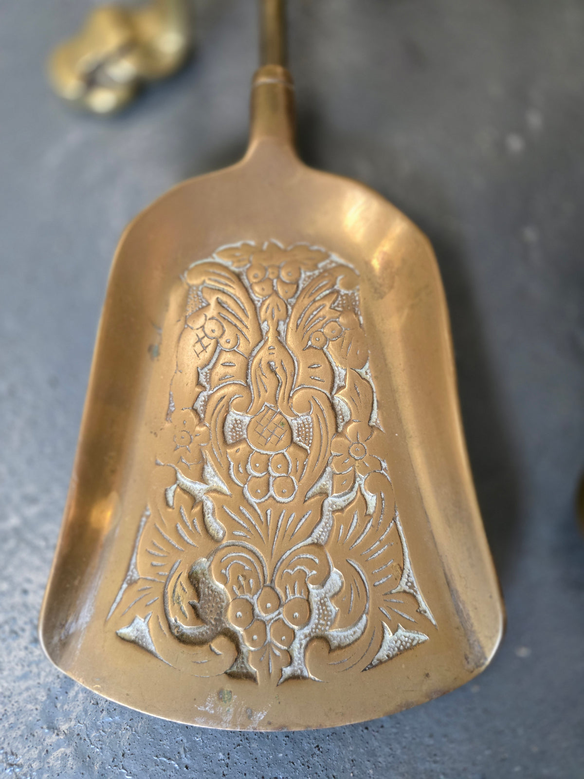 Antique Gothic Style Brass Fireside Set
