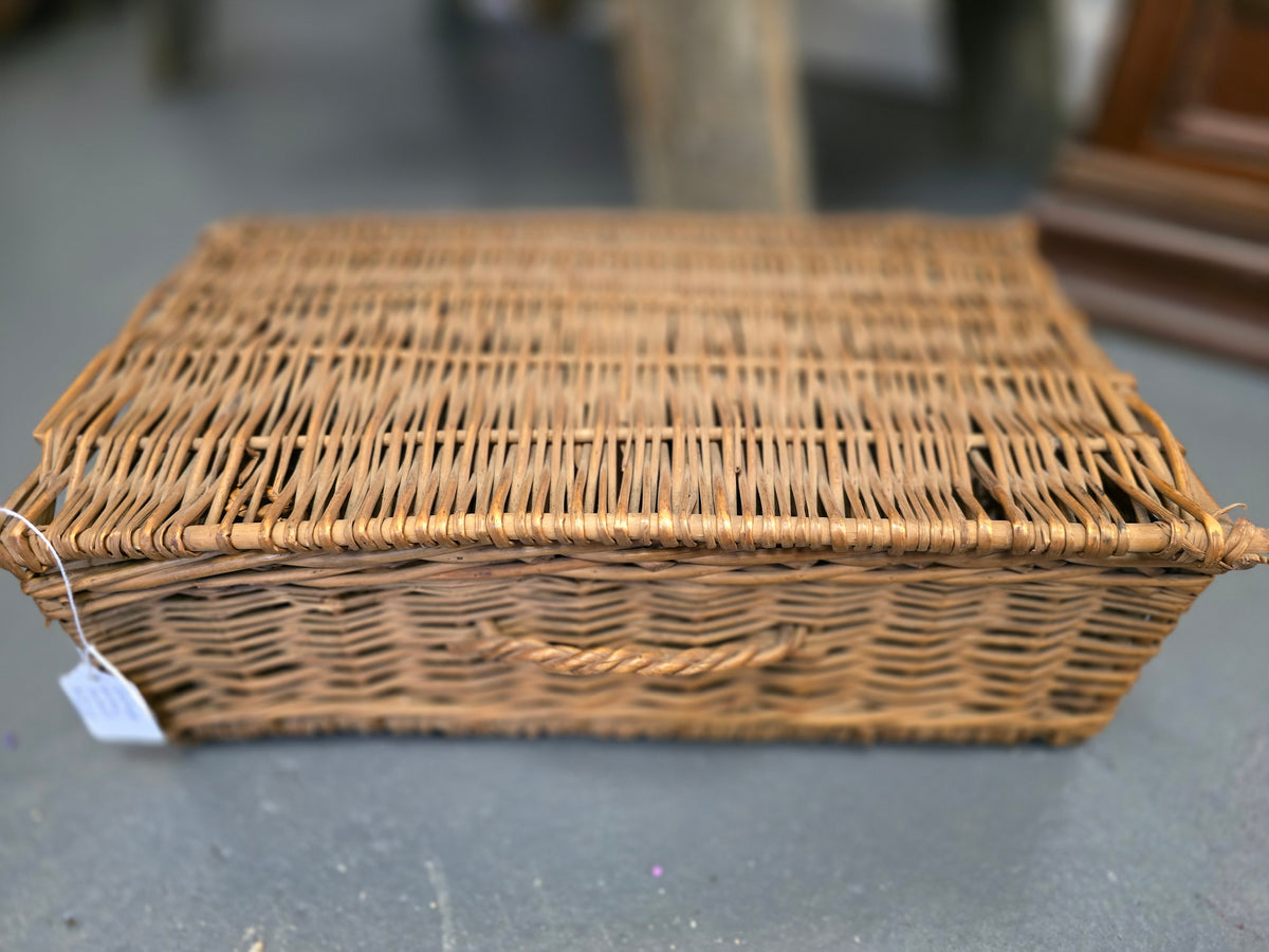 Vintage wicker laundry basket